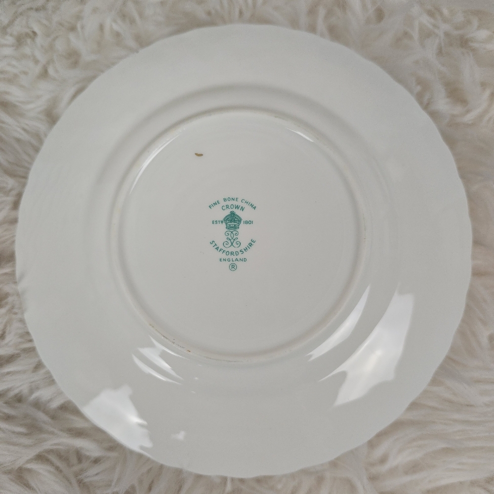 Crown Staffordshire Vintage 3 piece Cup, Saucer, and Dessert Plate - Picture 12 of 14